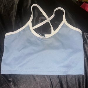 light blue crop top